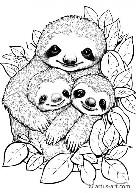 Раскраска с милыми ленивцами для детей
